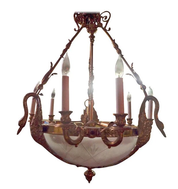 Decorative Bronze Chandelier with Swans (1 of 6)