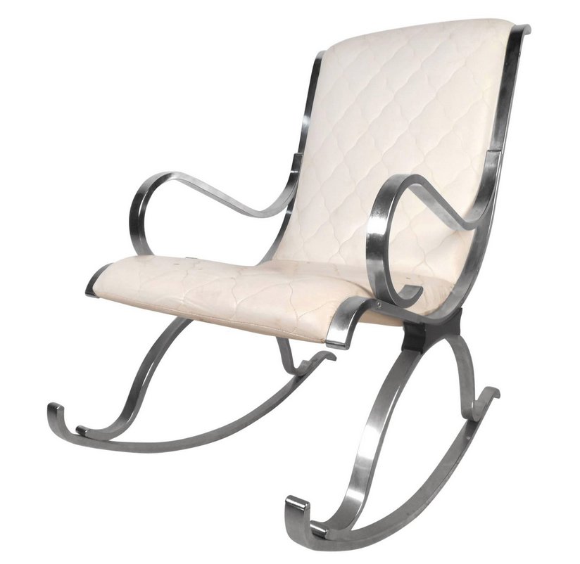 Mid-Century Modern Leather and Chrome Rocking Chair (1 of 7)