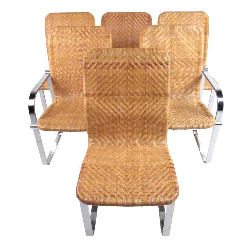 Six Rattan & Chrome Dining Chairs (1 of 8)