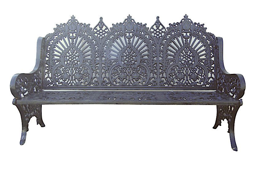 Beautiful Sculpted Cast Iron Bench (1 of 5)