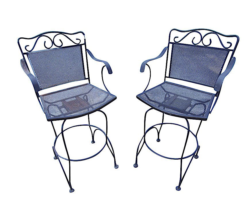 Pair of Swiveling Metal Stools (1 of 5)