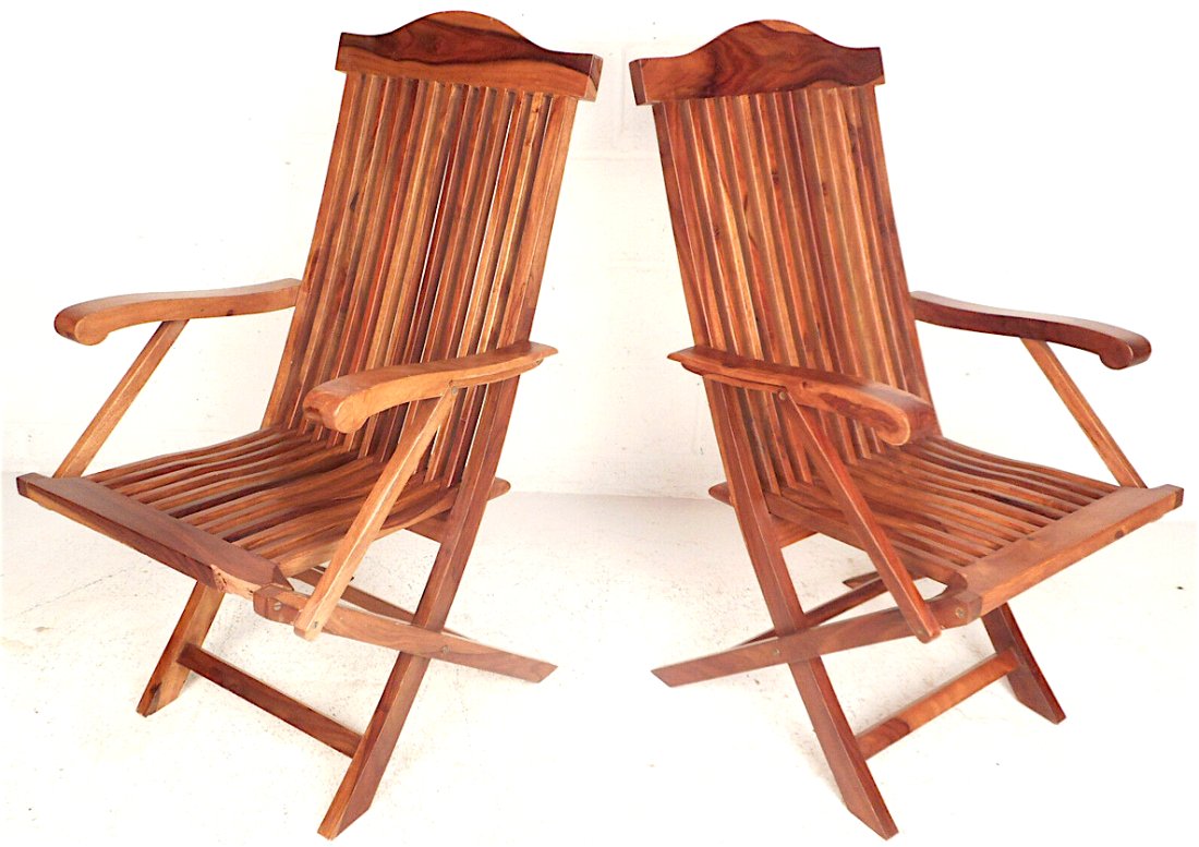 Pair of Teak Deck Folding Chairs (1 of 7)