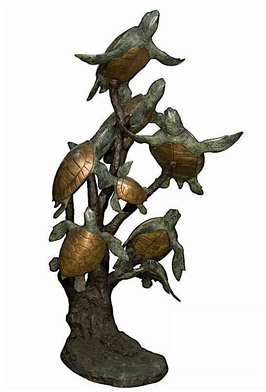 Bronze Garden Fountain Featuring a Bale of Turtles (1 of 5)