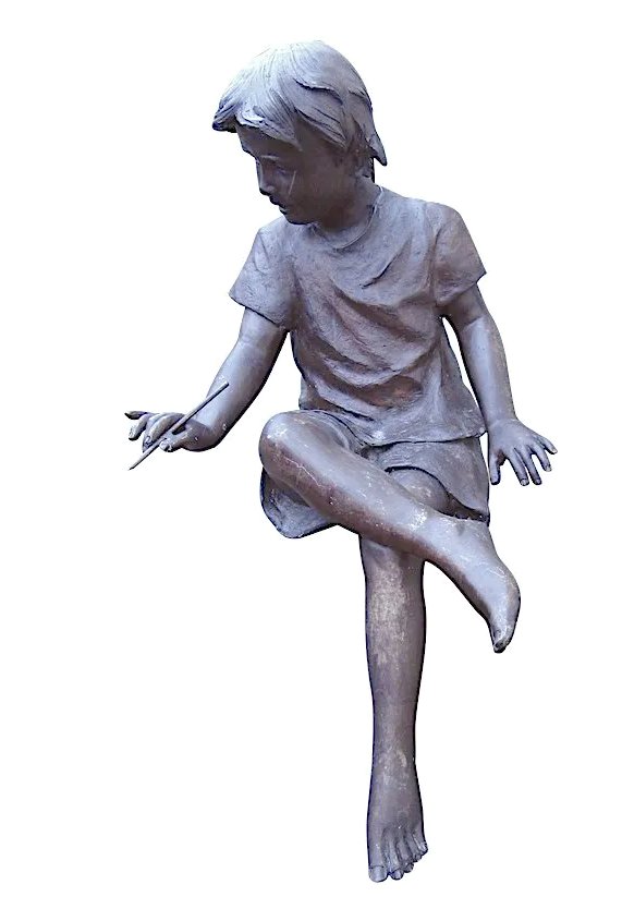 Bronze Sculpture of Seated Boy (1 of 3)