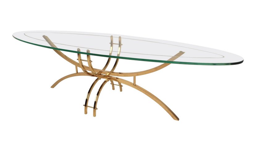 Glass and Brass Surfboard Coffee Table (1 of 4)