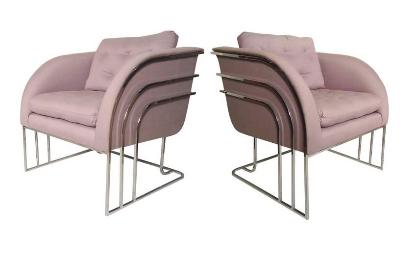 Pair of Milo Baughman Chrome Club Chairs (1 of 4)