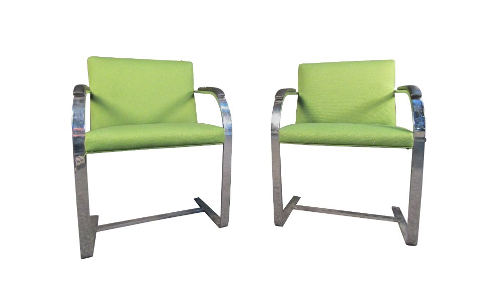 Pair of Vintage Lounge Chairs in Fabric and Chrome (1 of 9)