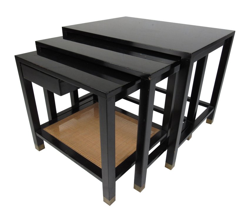 Dunbar Style Black Lacquer Nesting Tables (1 of 9)