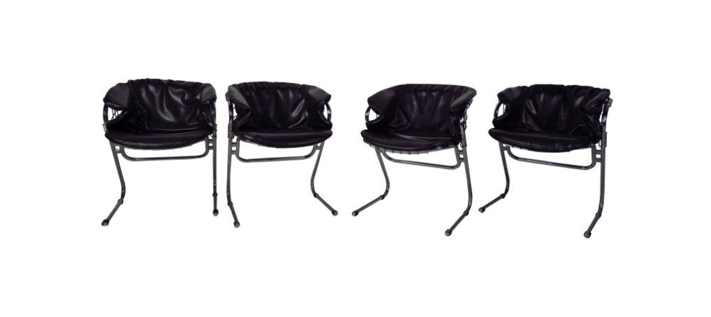 Set of Mid-Century Cantilever Chrome and Vinyl Armchairs (1 of 10)