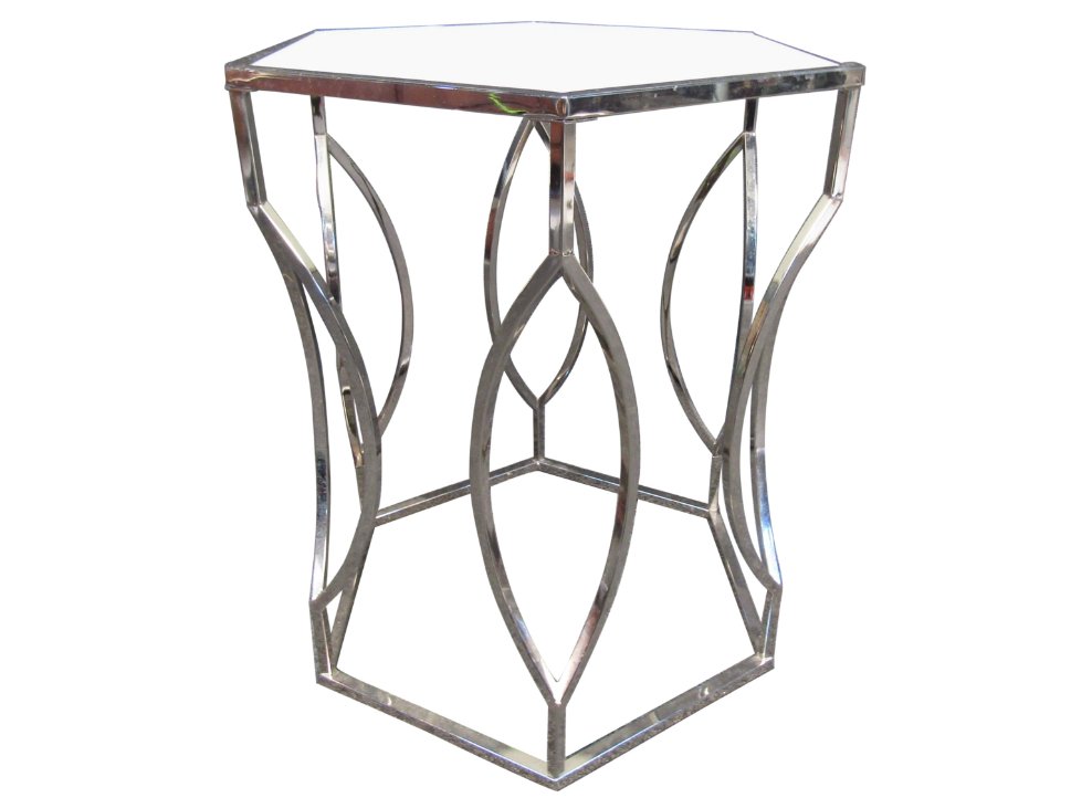 Vintage Metal and Milk Glass Side Table (1 of 6)