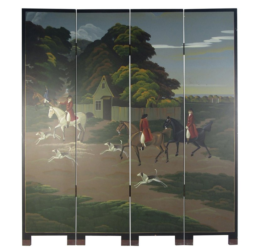 Vintage Room Divider with Equestrian Scene (1 of 9)