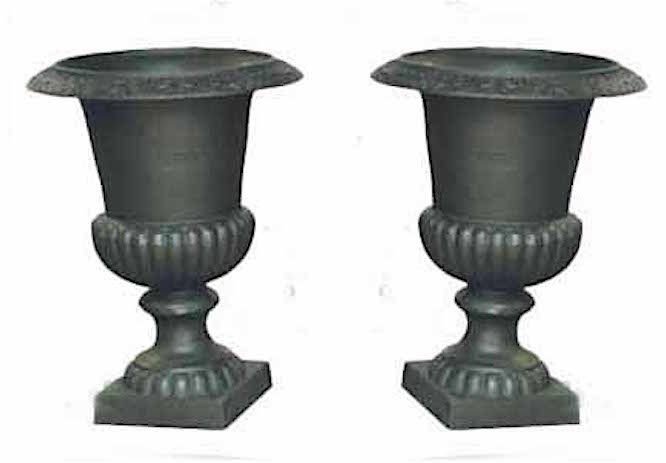 Pair of Vintage Cast Iron Urns (1 of 7)