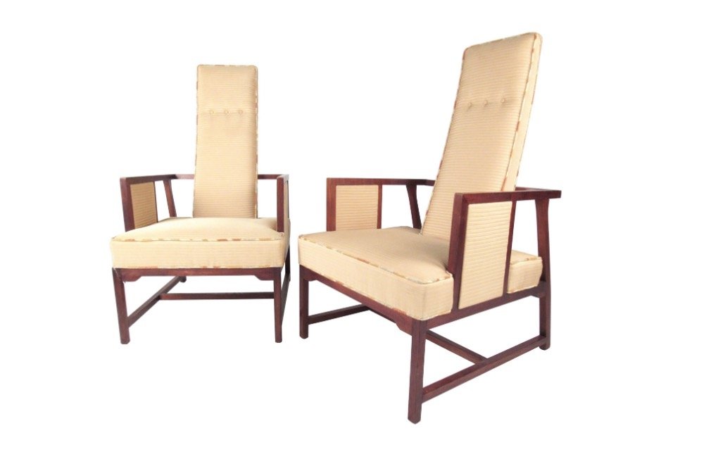 Striking Mid-Century Brutalist High Back Armchairs (1 of 10)