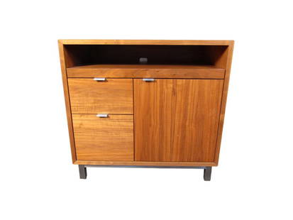 Room and Board Handcrafted Cabinet: Wonderful cabinet by Room & Board handcrafted in North Dakota. Large slide-out shelf above two drawers and cupboard for ample storage and organization // PICK UP LOCATION: Wall, NJ // Dimensions: Dept