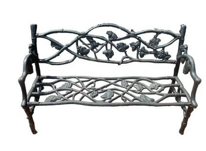 Cast Iron Vine Bench: Cast Iron Vine Bench // PICK UP LOCATION: Wall, NJ // Dimensions: Height: 30 in Width: 50 in Depth: 20 in Seat Height: 13.5" // Condition: Patina, scratches