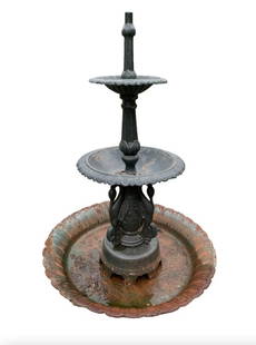 Vintage Outdoor Fountain: Vintage Outdoor Fountain // PICK UP LOCATION: New Jersey // Dimensions: W42"xD42"x H57" // Condition: Wear, fading, oxidation, scratches, scuffs, rust //