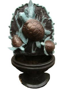 Sea Turtle Standing Wall Fountain: Large bronze fountain with a large number of turtles (otherwise known as a bale of turtles). Sure to be an impressive centerpiece to any outdoor or garden area. // PICK UP LOCATION: Wall, NJ // Dimens