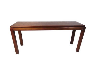 Mid-Century Walnut Sofa Table by Lane Furniture: This "Lane" original console table will add a lovely degree of sophisticated simplicity to any space. It has dark rich wood grains while bosting bold yet simplistic lines. Functional as it is beautifu