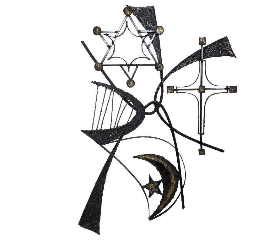 Vintage "coexist" Wrought Iron Religious Wall Art Auction