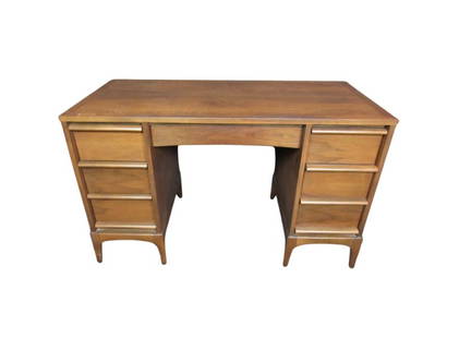 Mid-Century "Rhythm" Desk by Lane Furniture: Here is a beautiful example of a hard-to-find walnut desk from Virginia's estimable Lane Furniture Company. Seven large pull-out drawers provide ample storage for all your pens, pencils, and papers. A