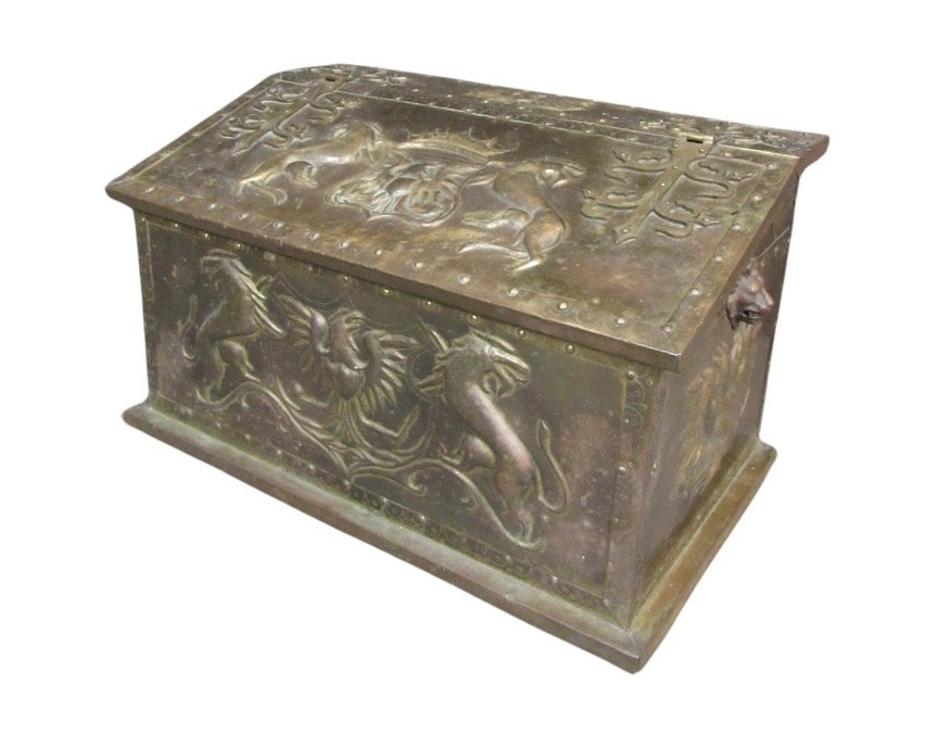 Antique Brass Clad Coal Scuttle Box (1 of 14)