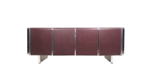 Vintage Modern Chrome and Leatherette Front Italian Sideboard (1 of 10)