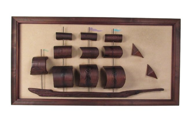 Impressive Sculptural Wood Clipper Ship Wall Art (1 of 14)