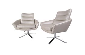 Pair of Modern Swivel Lounge Chairs