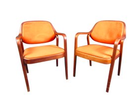 Pair of Midcentury Walnut Armchairs by Knoll