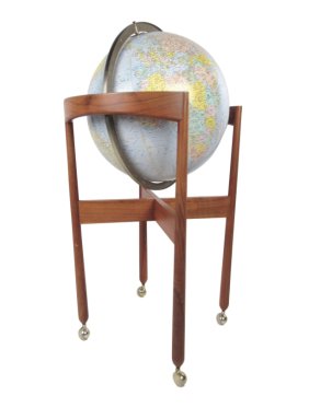 Jens Risom Deisgned Illuminated Globe on Teak Stand