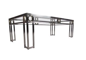 Modern Chrome and Brass Coffee Table