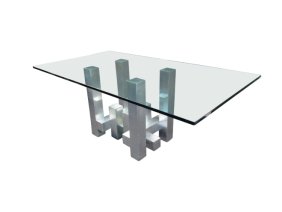 Modern Glass and Metal Table in the Style of Paul Evans