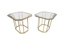 Pair of Brass Tulip Form End Tables