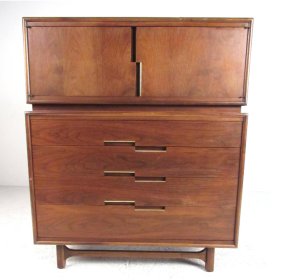 American Walnut High Boy Dresser by Cavalier