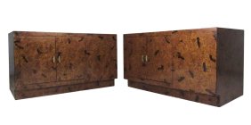 Pair of Tortoise Shell End Tables by Directional