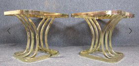 Brass Smoked Glass Side Tables