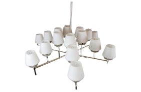 Stunning Massive 18-Bulb Frosted Glass Chandelier