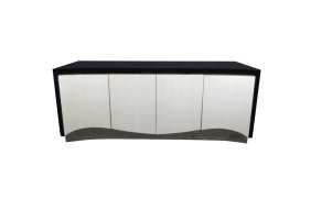 Vintage Brass and Black Lacquered Server