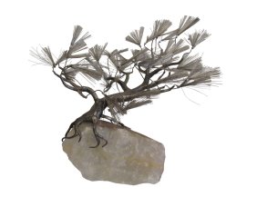 Metal and Quartz Bonsai Table Sculpture