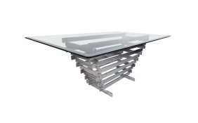 Midcentury Stacked Chrome Base Dining Table by Paul Mayen