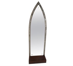 Mid-Century Modern Arched Wall Mirror with Shelf