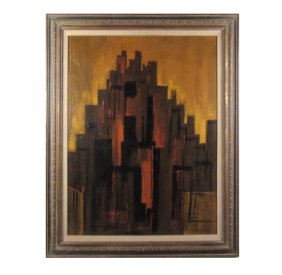 Mid-Century Modern Cityscape Artwork