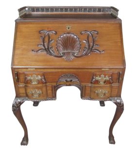 Antique Victorian Chippendale Mahogany Secretary Desk