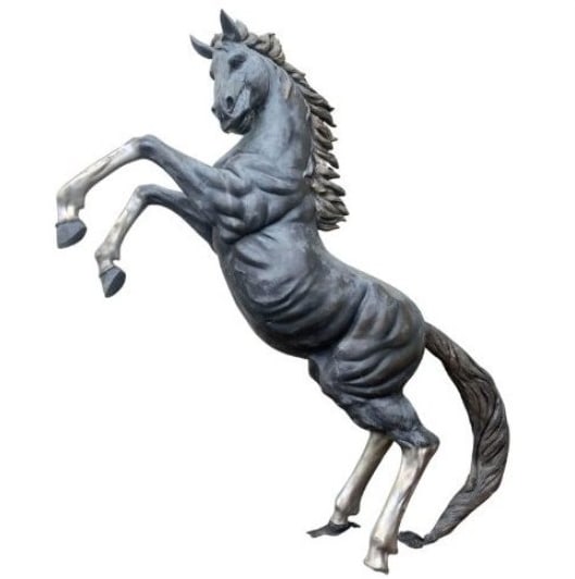 Massive Bronze Horse Statue on Its Hind Legs: This impressive bronze statue stands at 117 inches tall and has a beautiful patinated finish. The realistic physique, gold brushed mane, and silver legs add to the allure. This elegant lifesize statue