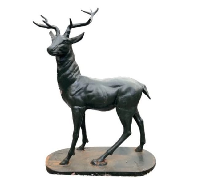 Cast Iron Deer Statue: This gorgeous indoor/outdoor cast iron deer garden sculpture brings the wild beauty of the deer to your garden, patio, or backyard. Featuring fine detail perched on a thick sturdy base, this piece wou