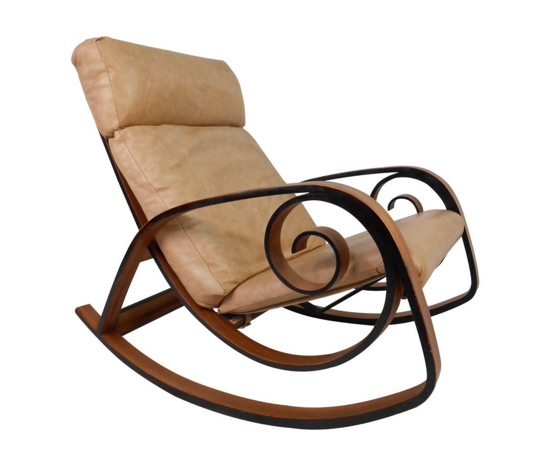 Rare "Sultana" Rocking Chair by George Mulhauser for Plycraft: Exceptionally rare rocking chair model from George Mulhauser's iconic "Sultana" line for Plycraft Furniture of Lawrence, Massachusetts. Quality mid-century modern design makes an impressive seating op