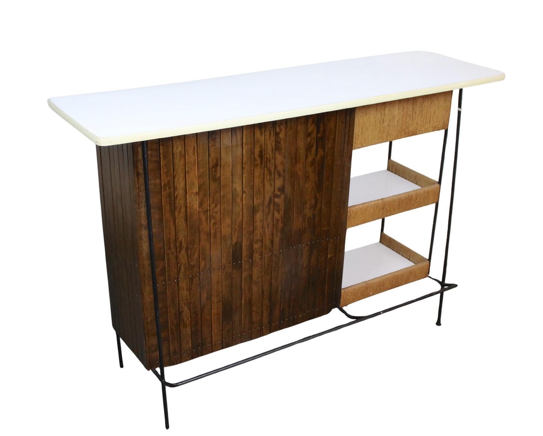 Arthur Umanoff Dry Bar for Raymor: Iconic mid-century modern dry bar designed by Arthur Umanoff for Raymor Furniture. Umanoff was one of the premier American designers of the 1960s, and Raymor Furniture was at the top of the importing