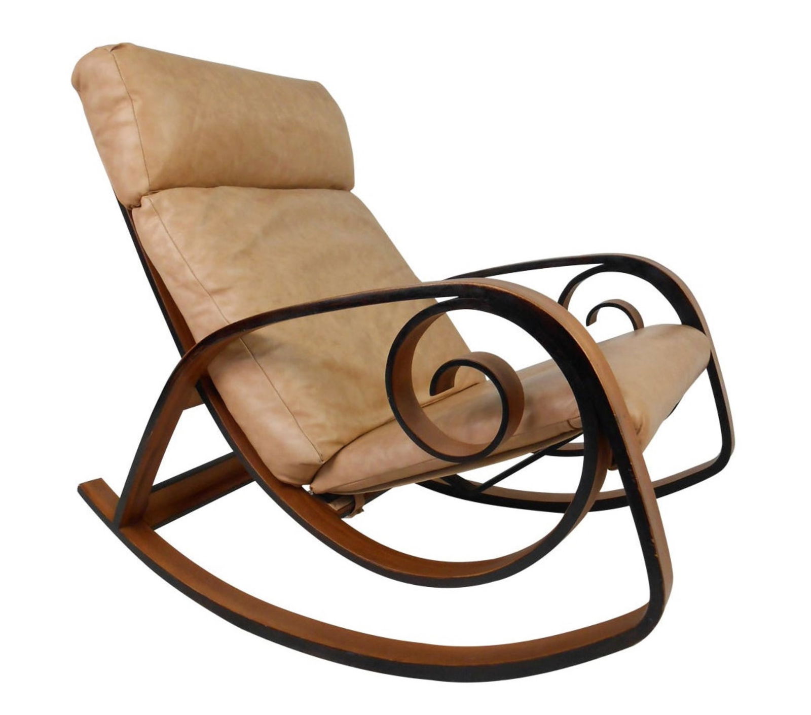 Rare "Sultana" Rocking Chair by George Mulhauser for Plycraft: Exceptionally rare rocking chair model from George Mulhauser's iconic "Sultana" line for Plycraft Furniture of Lawrence, Massachusetts. Quality mid-century modern design makes an impressive seating op