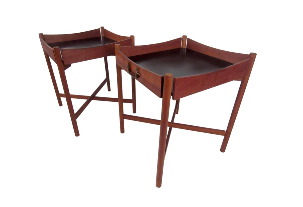 Collapsible Teak Tray Tables Pair by Mogens Lysell (1 of 8)