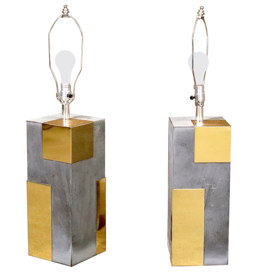 Paul Evans attr Brass & Suede Lamps (1 of 9)